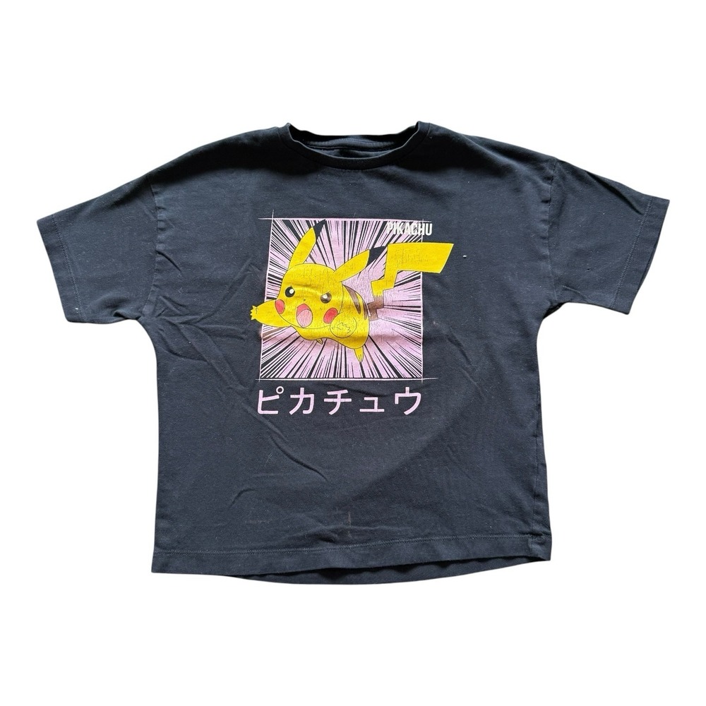 Pokémon Pikachu Graphic T Shirt Kids 8-9 Years Black Anime Manga M&S 2023